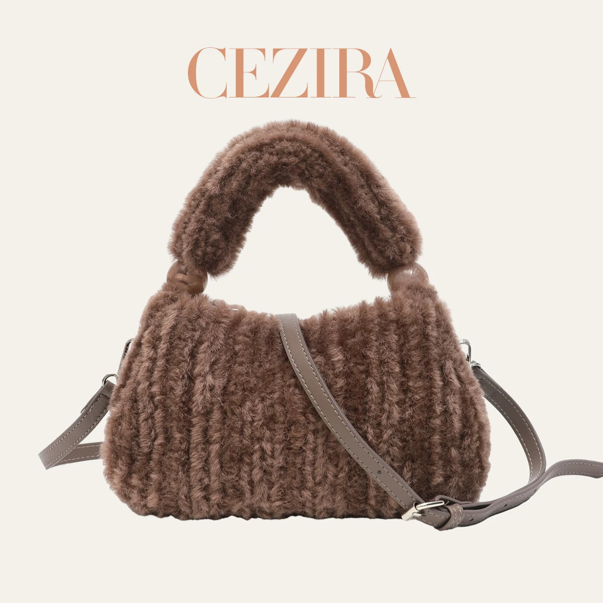 CR Fluffy Faux Fur Classic Hobo Top Handle Bag With Long Shoulder Strap Fashion Design Handbag For Daily Travel Dating Women Use