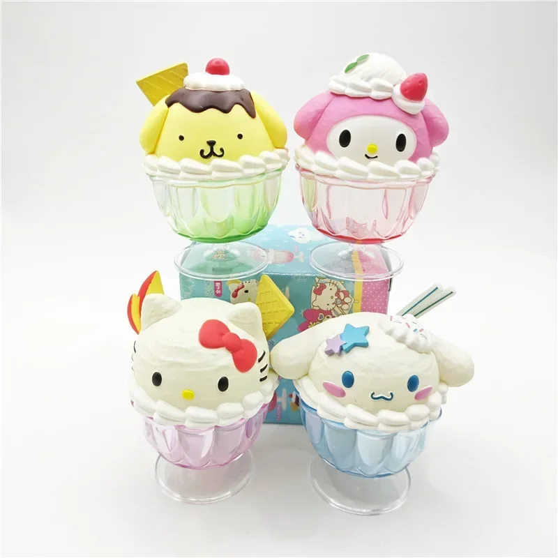 Kawaii Anime Figure Model Toys Dessert Tazza di gelato Cinnamoroll Decorazione del desktop Scatola a sorpresa carina Giocattoli per bambini Regali di compleanno