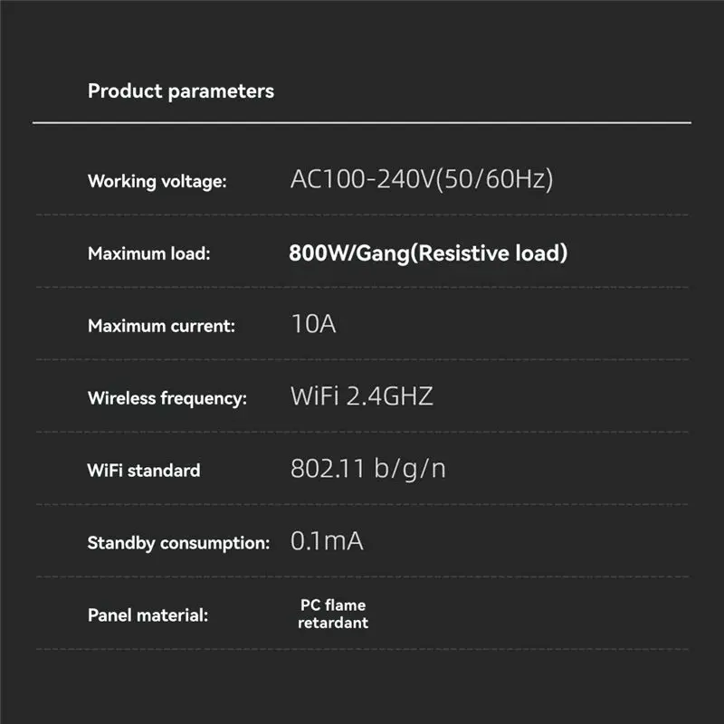ABQU Tuya WiFi US Smart Light Switch Button with Ambient Light APP Control Works with Alexa for Google Home 1 Gang