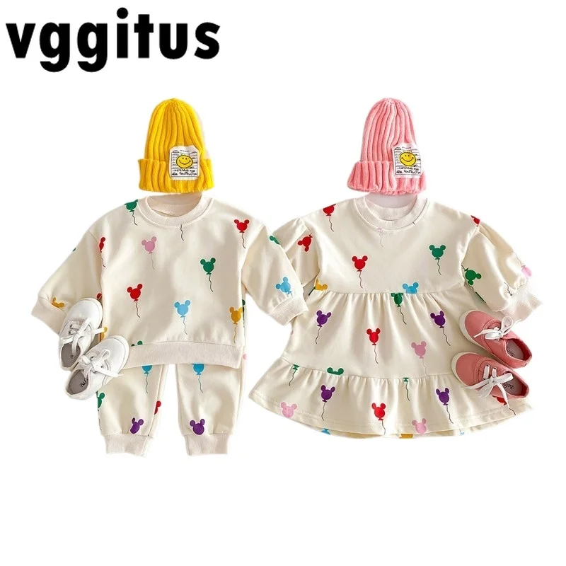 Korean Style Spring Autumn Twins Matching Outfits Girl Balloon Princess Dress/Boy Sets Sister Brother Siblings Clothing E1406