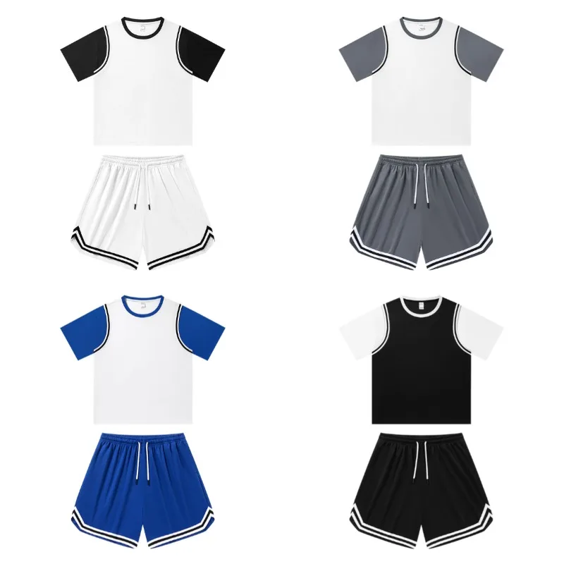Outdoor Sports Windproof Breathable Quick Drying Short Sleeved Shorts Set Men Fashionable Trendy Loose Comfortable Sportswear