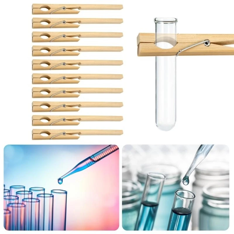 Зажимы для пробирки, упаковка из 10 дровяных зажима зажима для зажима для тестовой трубки, набор для школы
