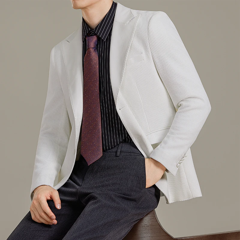 

Синельный пиджак Hombre, высококачественный корейский модный мужской повседневный пиджак из искусственной кожи с воротником, приталенный деловой пиджак, мужские пальто