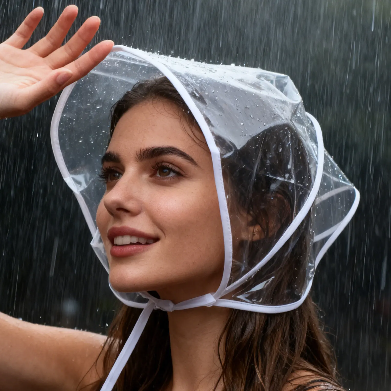 2Pcs Clear Waterproof Rain Bonnet Hat Cover Transparent Plastic Rain Hat Scarf Protect Hairstyle Outdoor Hiking Commuting Travel