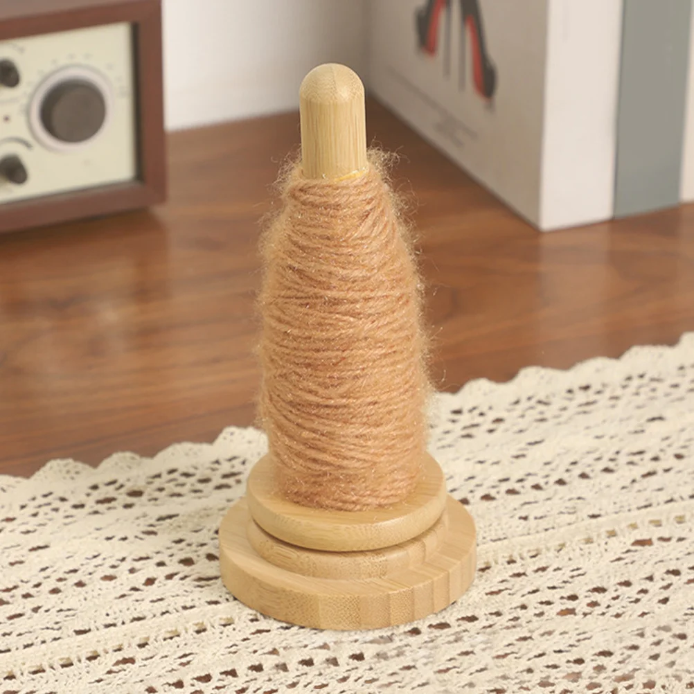 

Rotatable Bamboo Yarn Holder Desktop Yarn Stand Practical Storage Rack for Knitting Crochet Embroidery Threads