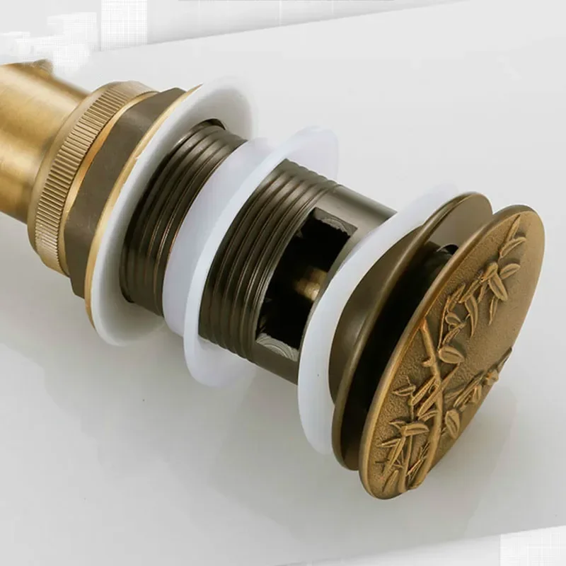 Bathroom Basin Sink Pop Up Drain Antique Brass Clic-clac Waterlet Vanity Sink Waste Drainer Art Carving Bathroom Accessories