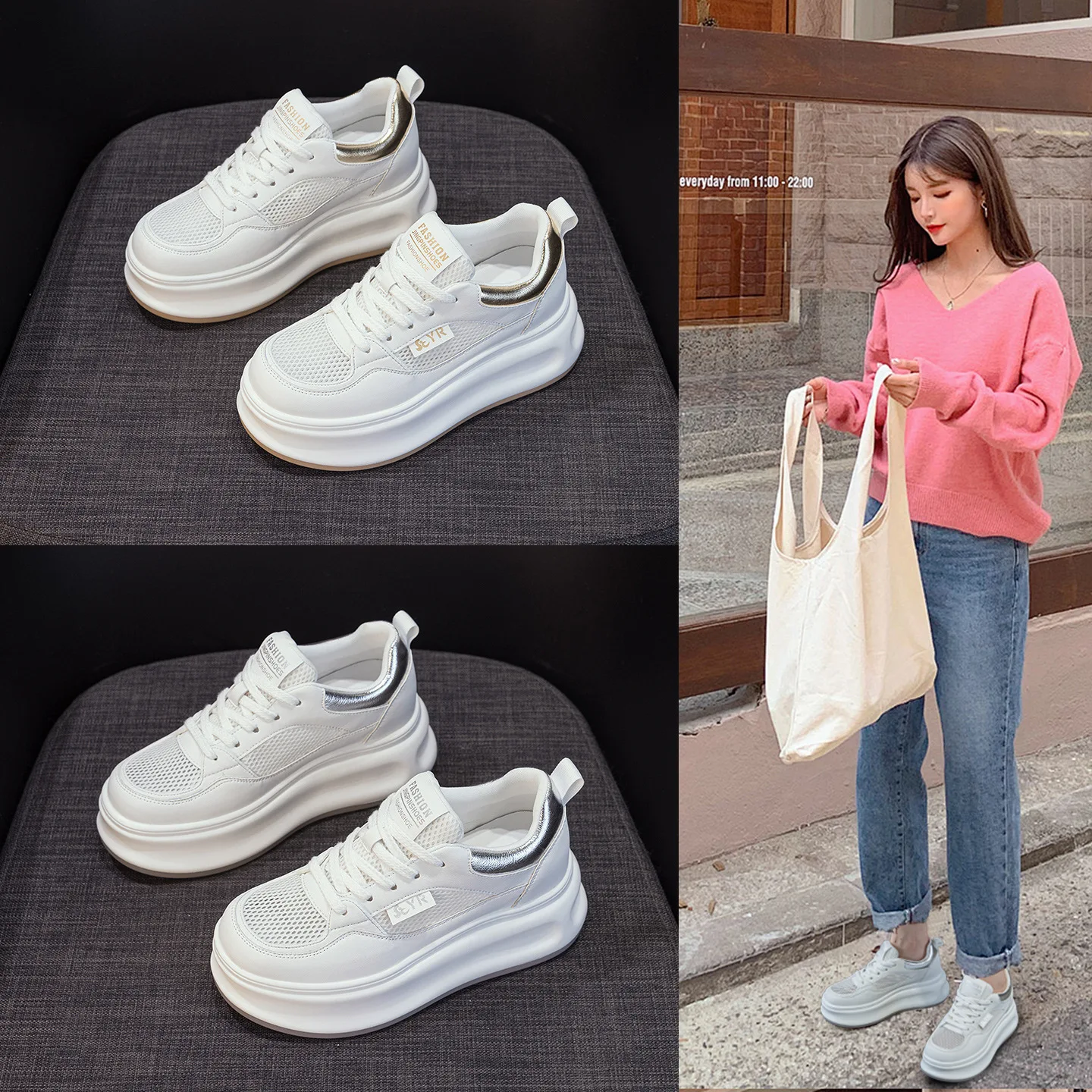

2026 6cm Air Mesh PU Microfiber Synthetic Leather Platform Wedge Pumps Fashion Summer Comfy Shoes Flats Women Chunky Sneaker
