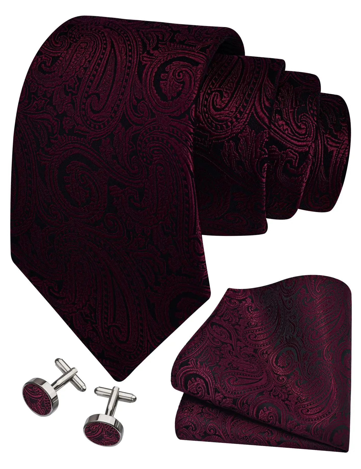 RBOCOTT New Classic Silk Paisley Tie Set 8cm cravatta e tasca quadrati e gemelli ufficio da uomo festa di nozze regalo cravatta accessori