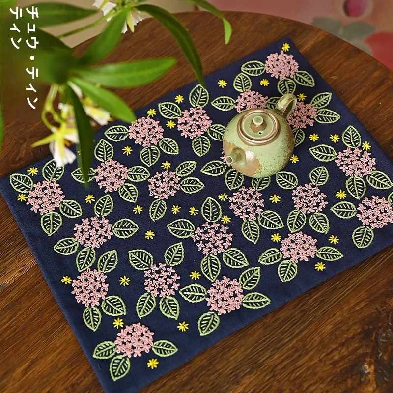 

Термостойкий коврик для чайной церемонии Chutianyao ручной работы с вышивкой в виде цветов, маленький, стильный, для чайного столика