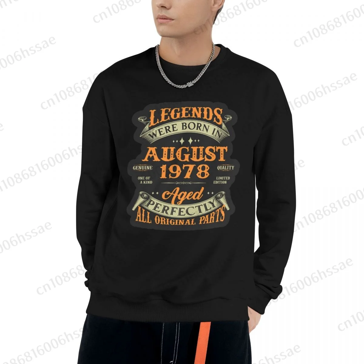 August 1978 Limited Edition 45 Years Old Men Woman Fall Winter Sweatshirt Round Neck Long Sleeve Length Casual Top