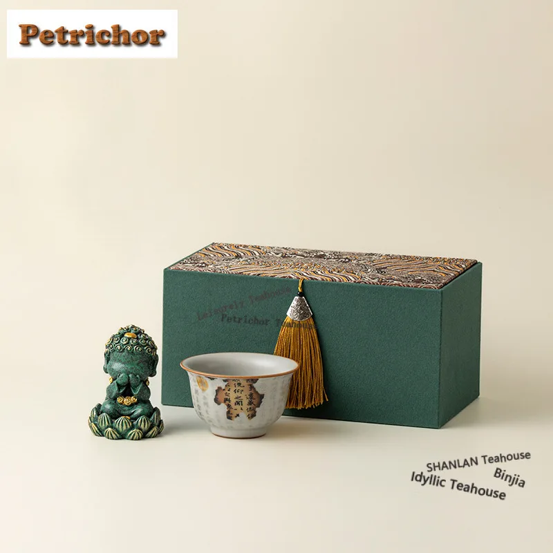 

Mouth-covering Little Buddha Ru Kiln Master Cups Tea Set Complete Set Aesthetic Tea Ceremony Set Incense Stick And Tea Cup Set