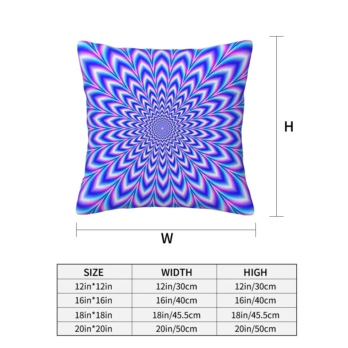 Psychedelic Pulse In Blue And Pink Square Pillowcase Cushion Cover Pillow Case Throw Pillow Cover for Home Bedroom Car