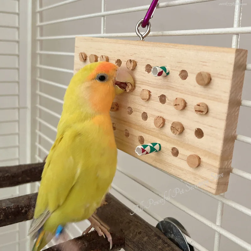 Parrot Bird Toys Hanging Wood Keyboard Training Puzzle Stress Relief Toys Parrot Gnawing Teething Birdcage Toys Accessories