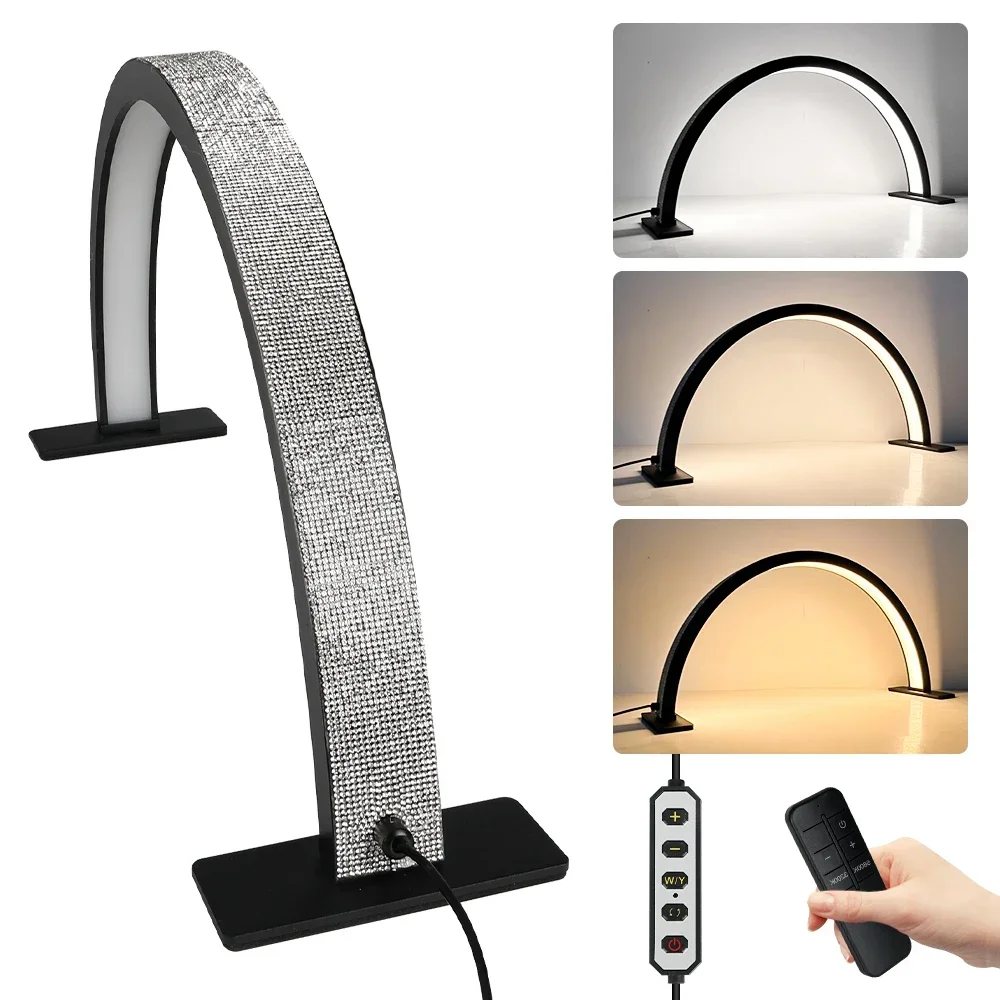 

29 дюймов, 364 светодиодов, светодиодный полумесяц для ногтей, 2700-6500k, 39 Вт, 22 дюйма, настольная лампа для ресниц с дистанционным зажимом для наращивания ресниц, светодиодный светильник tech