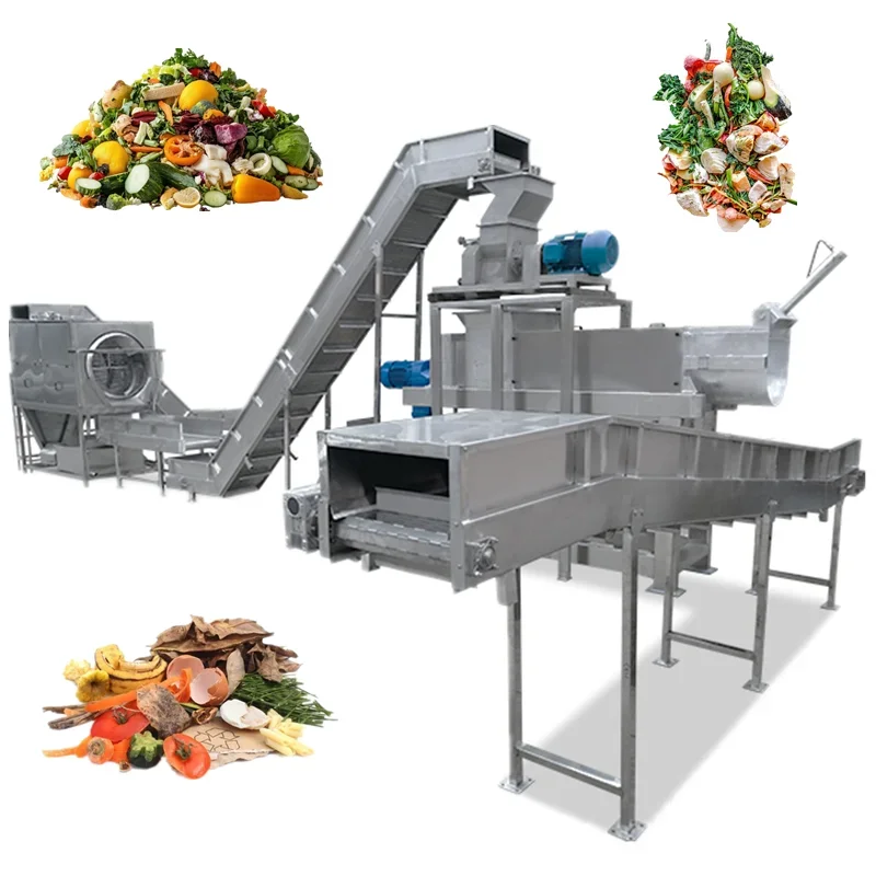 Kitchen waste paper pulp waste grain cassava vegetable screw press Napier grass production line