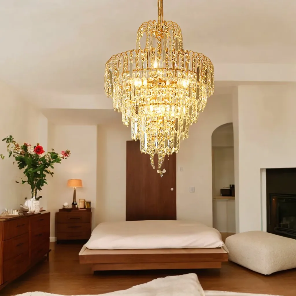 LOYALHEARTD Modern Ceiling Light Elegant Crystal Chandelier Pendant Lamp Hanging Lighting Fixture