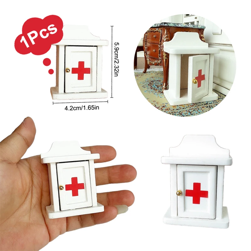 

1/12 Dollhouse Mini Wooden Medicine Box Model Dolls House Decoration Doll Home Storage Box Furniture Toy Kid Pretend Play Toy