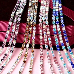 1m 2/2.5/2.8/3mm High Density Silver Base Dense Claw Mix Crystal Rhinestone Chain For DIY Craft Sewing Clothes Sew On Trim