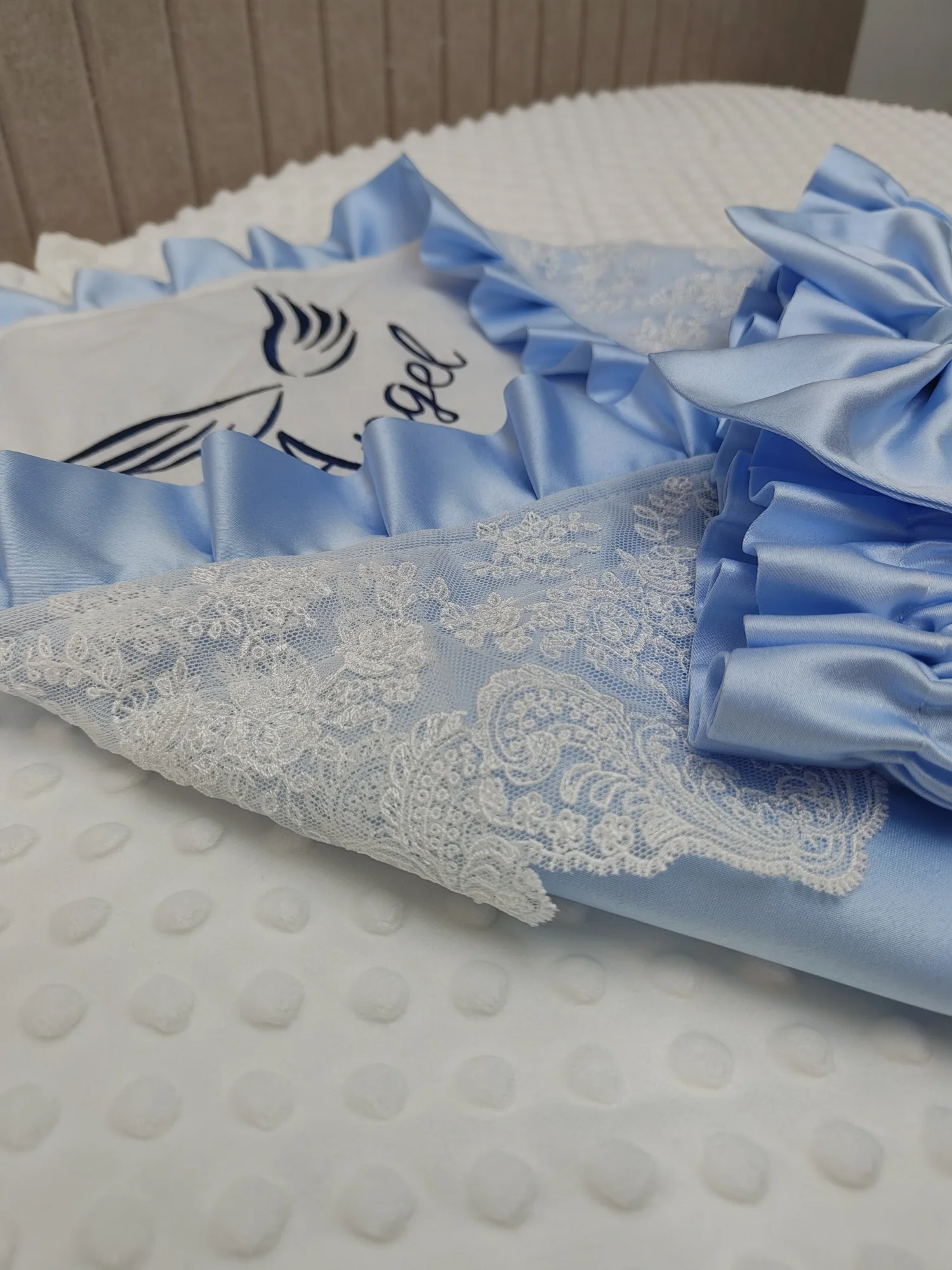 Faixa de bebê com qualquer nome, meninos, meninas, asa angular, quarto de berçário, cobertor de recepção essencial, registro de recém-nascido, envoltório de dormir para crianças