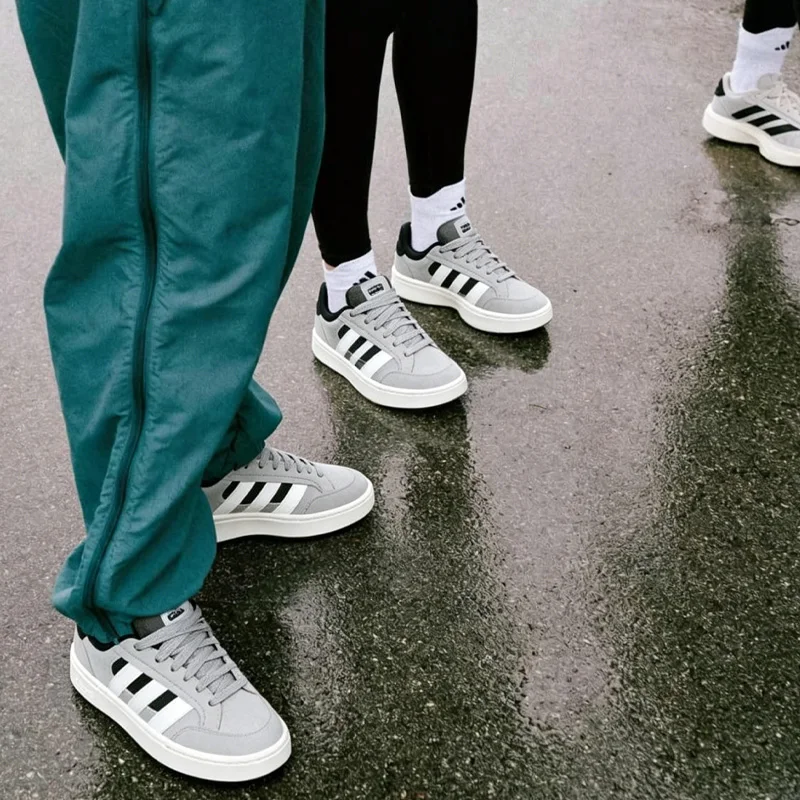 Adidas HQ7360 Classic Casual Trainers Grey White Black Three Stripes Lightweight Rubber Sole Street Walking Skate Sneakers