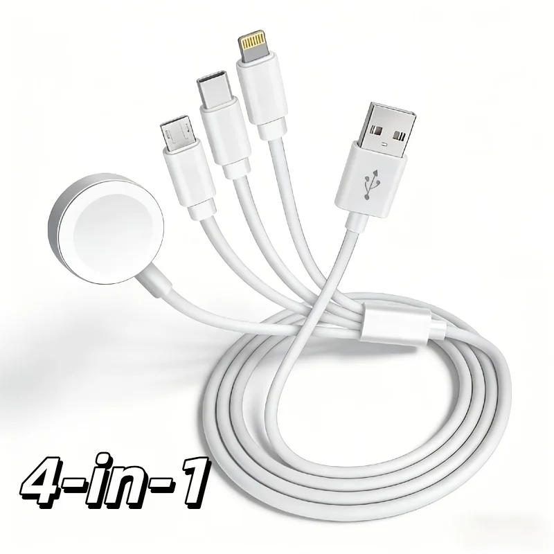 Câble de charge magnétique 4‑en‑1 pour montre, cordon multi‑port USB‑C pour Watch Ultra SE 11‑1 et pour iPhone 17 16 15 14 13 12