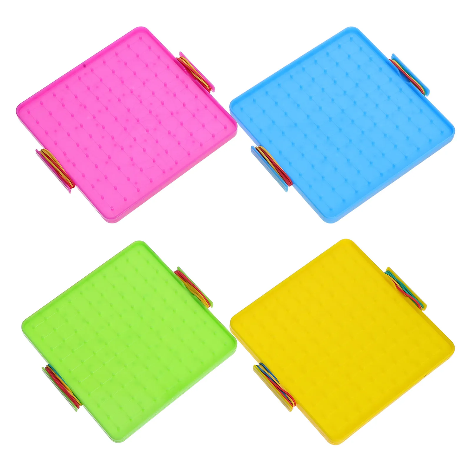 

4Sets Double Sided Plastic Geoboard Math Manipulative Montessori Classroom Set Geometry Learning Math Teaching Peg Board