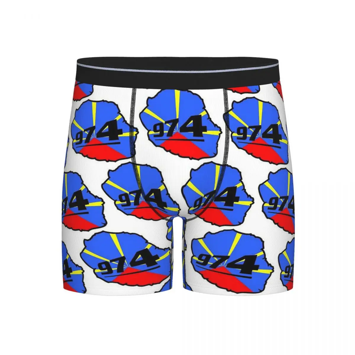 

Long Boxer Underpants Shorts 974 Reunion Island Flag Panties Male Breathable Underwear for Homme Man Boyfriend Gifts