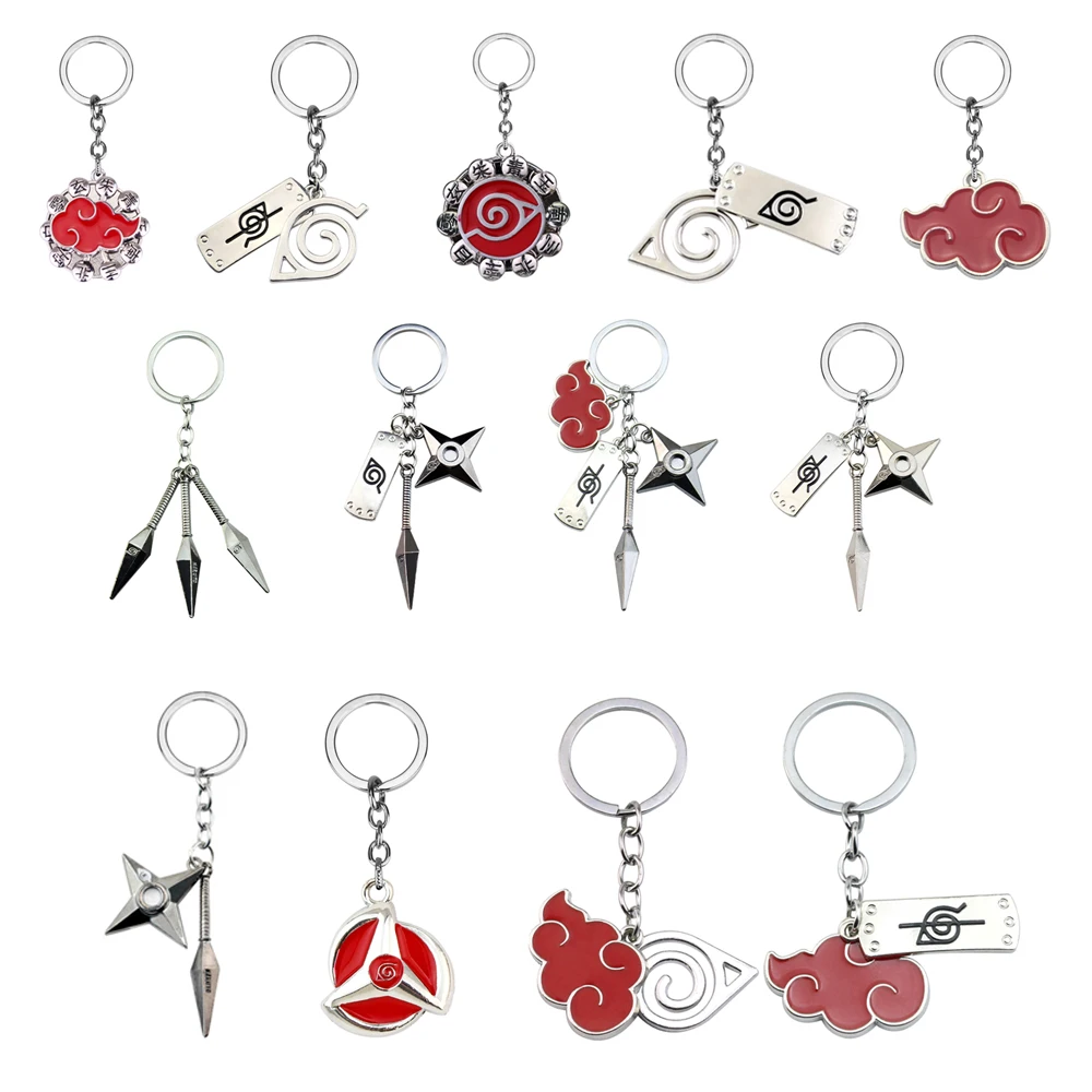 Аниме Akatsuki Red Cloud Keychain Uchiha Itachi Obito Deidara Orochimaru Konan фигурка брелок Подвеска Аксессуары подарок