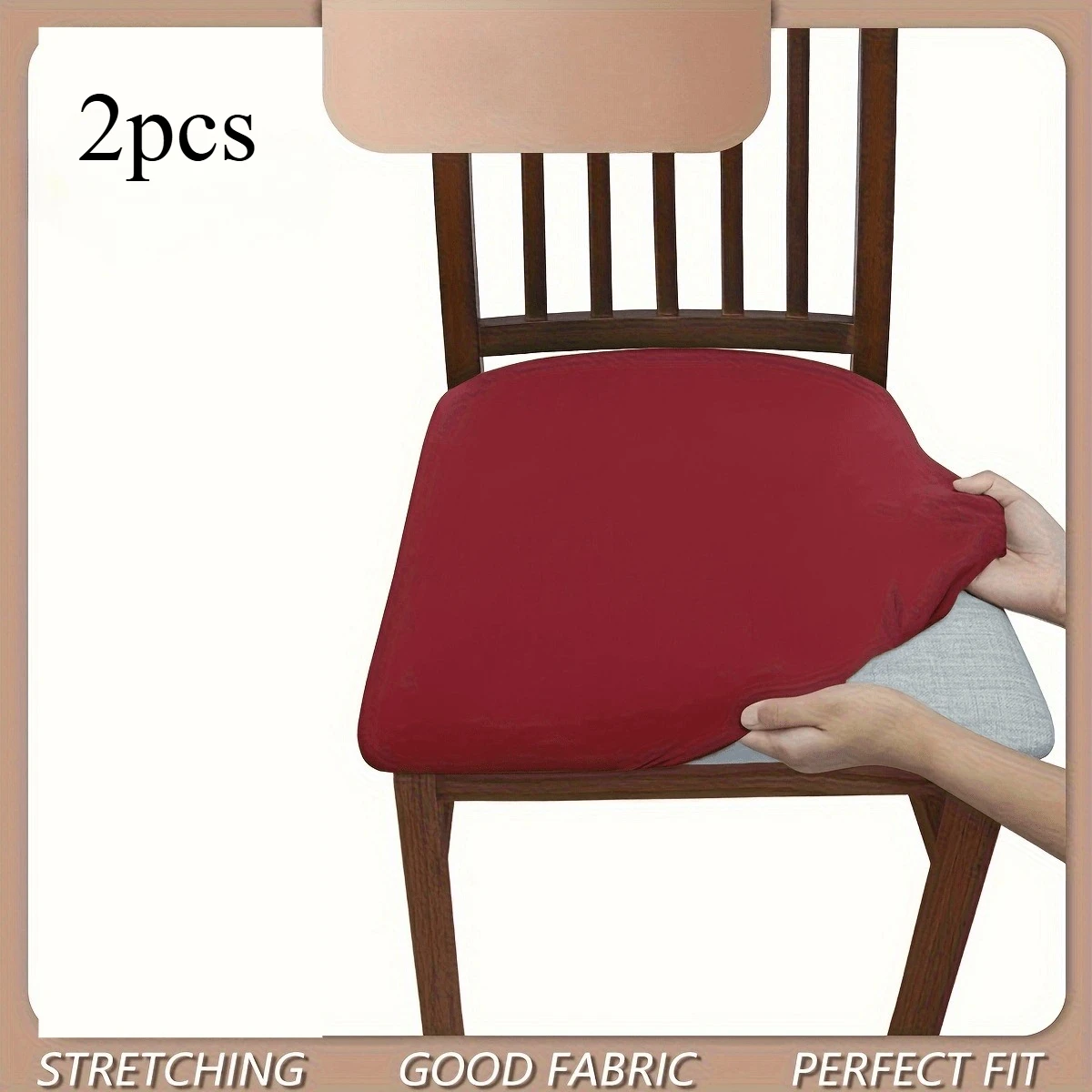 [Soft Chair Cover] 2pcs Solid Color Flocked High Elastic Chair Cover - Soft