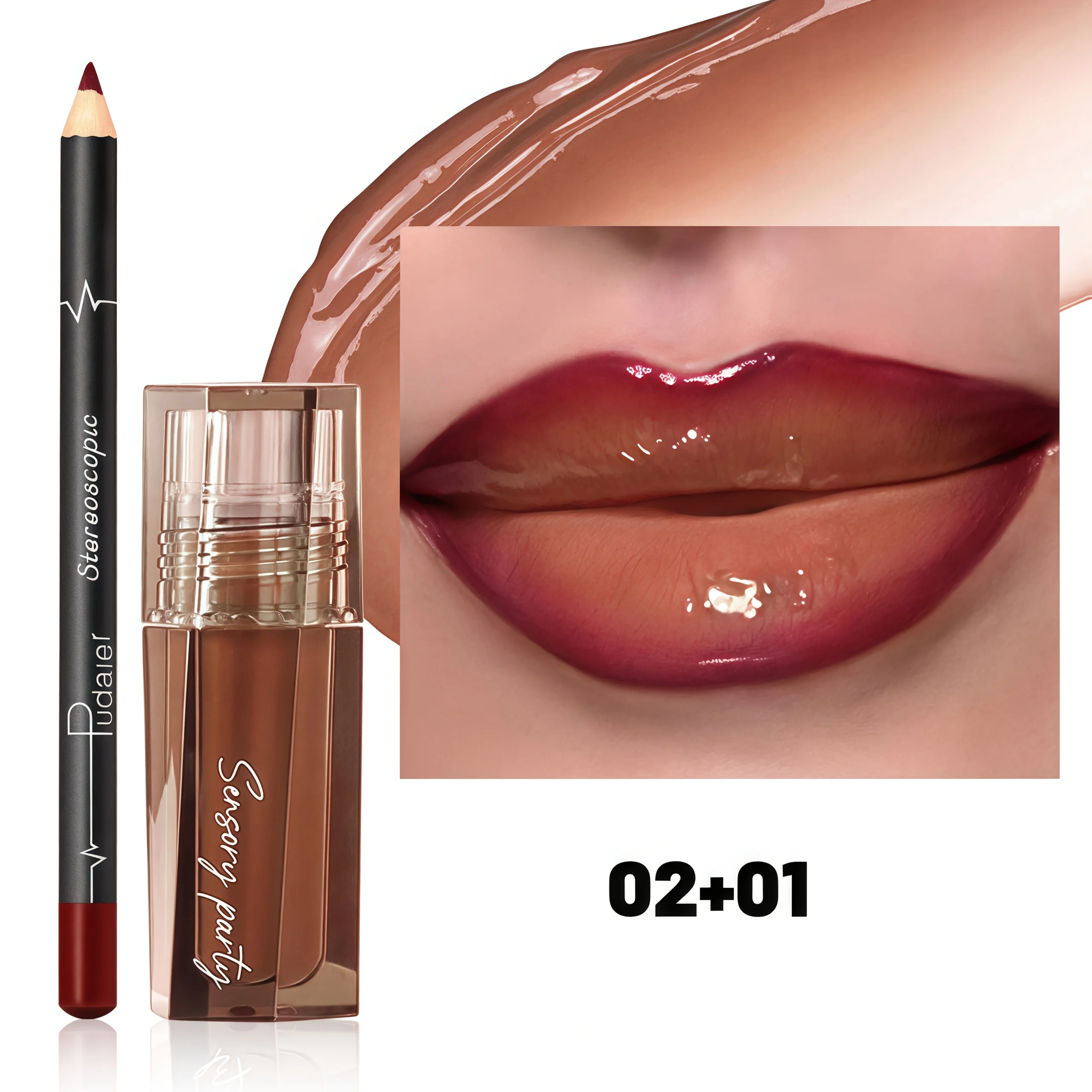 Ensemble de brillant à lèvres et crayons à lèvres, hydratant et hydratant, imperméable et durable, recommandation du cadeau de la Saint-Valentin