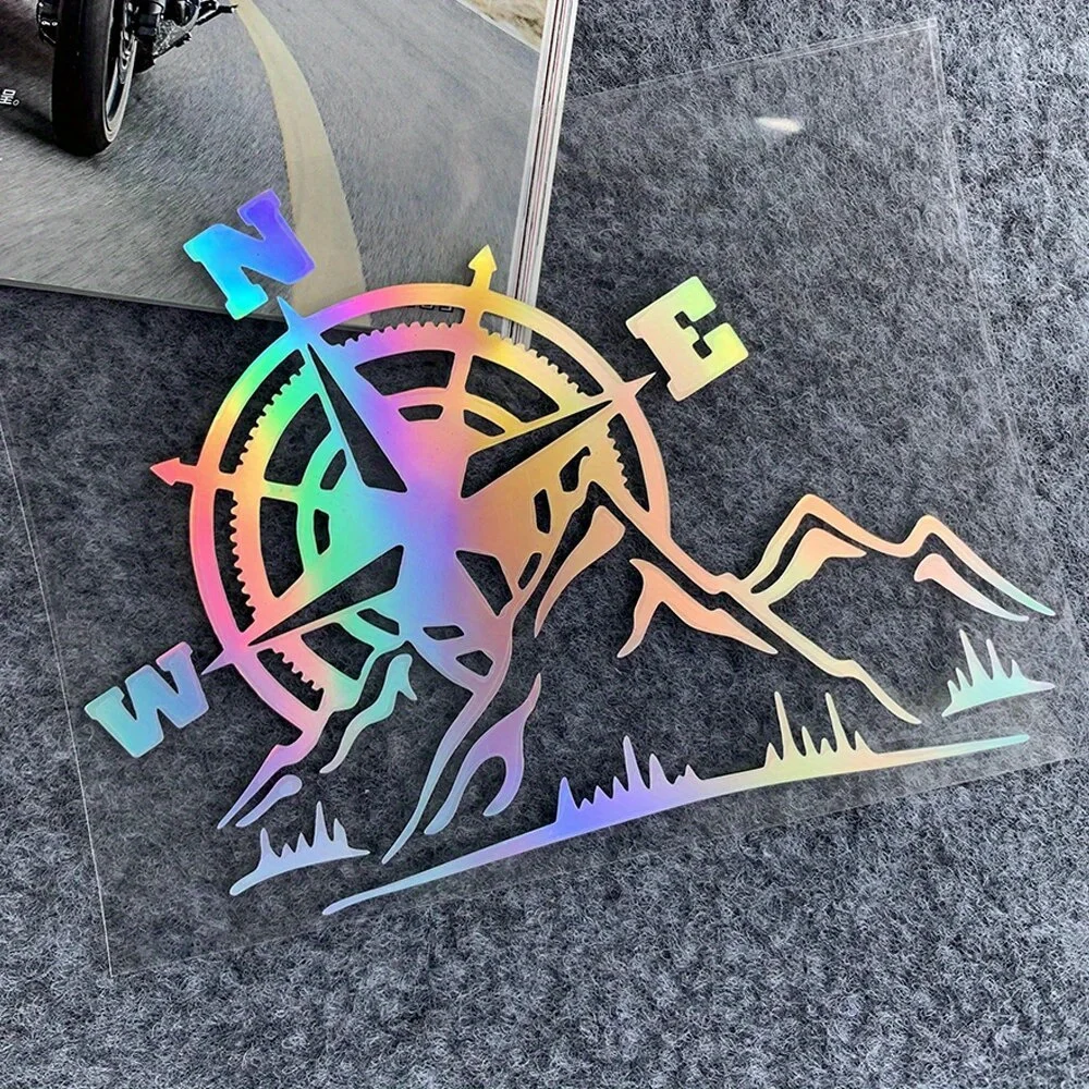1PC Jungle Adventure Compass Reflective Decal Waterproof PVC Sticker For Motorcycle Bicycle Outdoor Decor