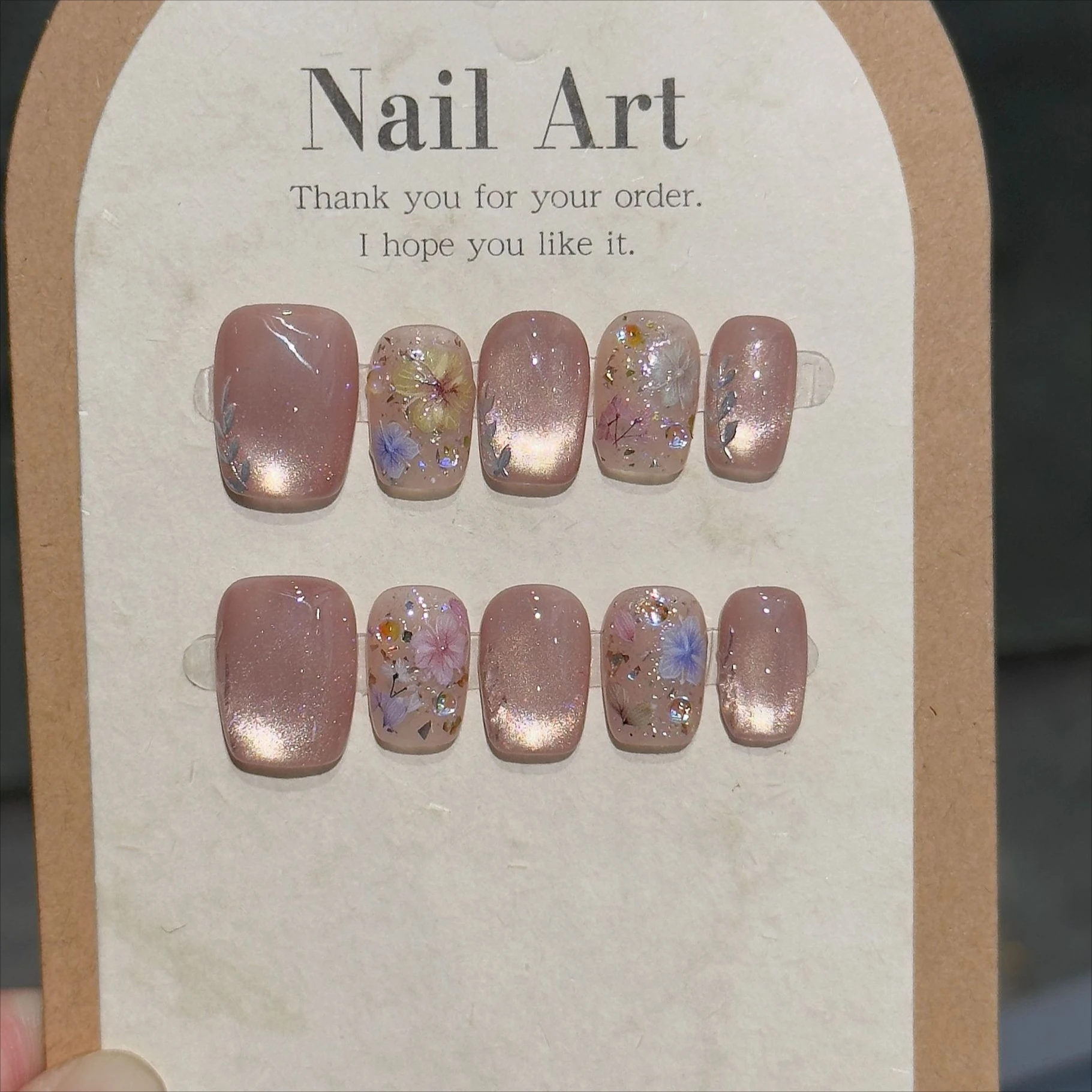 10 pçs flor vermelha quadrado artesanal imprensa em unhas olho de gato unhas falsas wearable stick-on unhas falsas Наклад Ногти Uñas