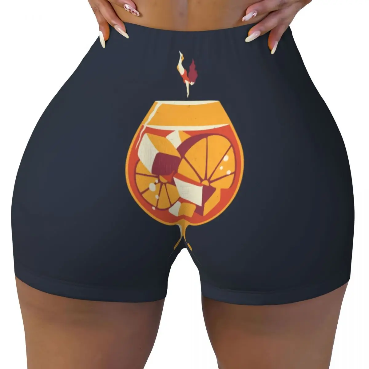 

Custom Aperol Spritz Dive In Summer Workout Shorts Women's Gym Running Biker Yoga Shorts