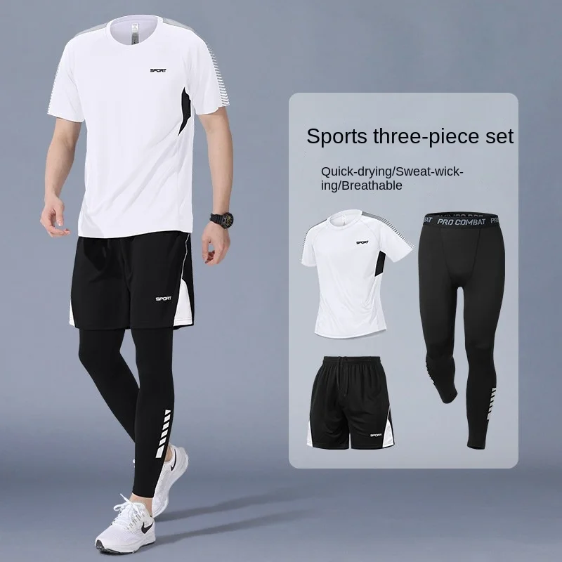 

Мужской летний спортивный комплект для бега и фитнеса: быстросохнущая футболка для велоспорта, новая тренировочная футболка с коротким рукавом для бадминтона и спортивных тестов в старшей школе