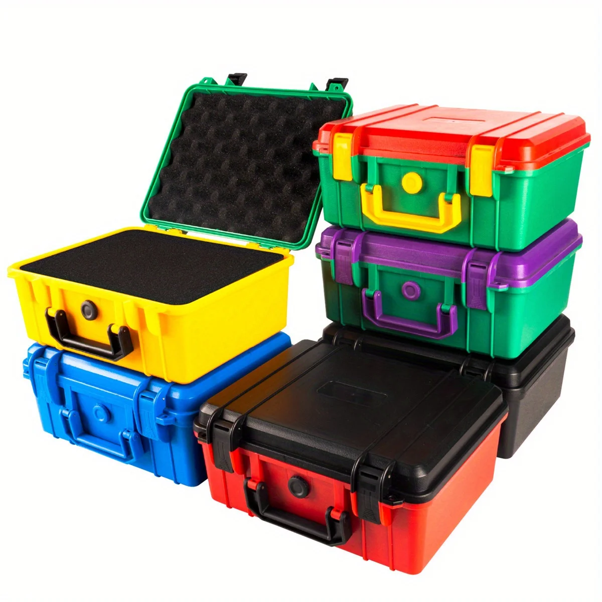 Plastic Tool Case (11.02\'\'x9.45\'\'x5.12\'\')  Multicolor, Protective Sponge Interior Portable Storage Box For Hardware & Instrument