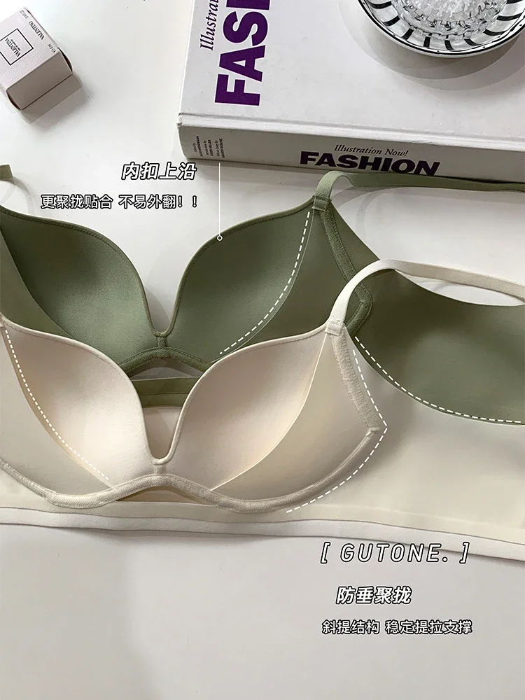MOYISU 심플한 푸시업 브라, 작은 가슴을 가진 여성용에 적합, 언더 와이어 및 처짐 없이 더 크게 만들기