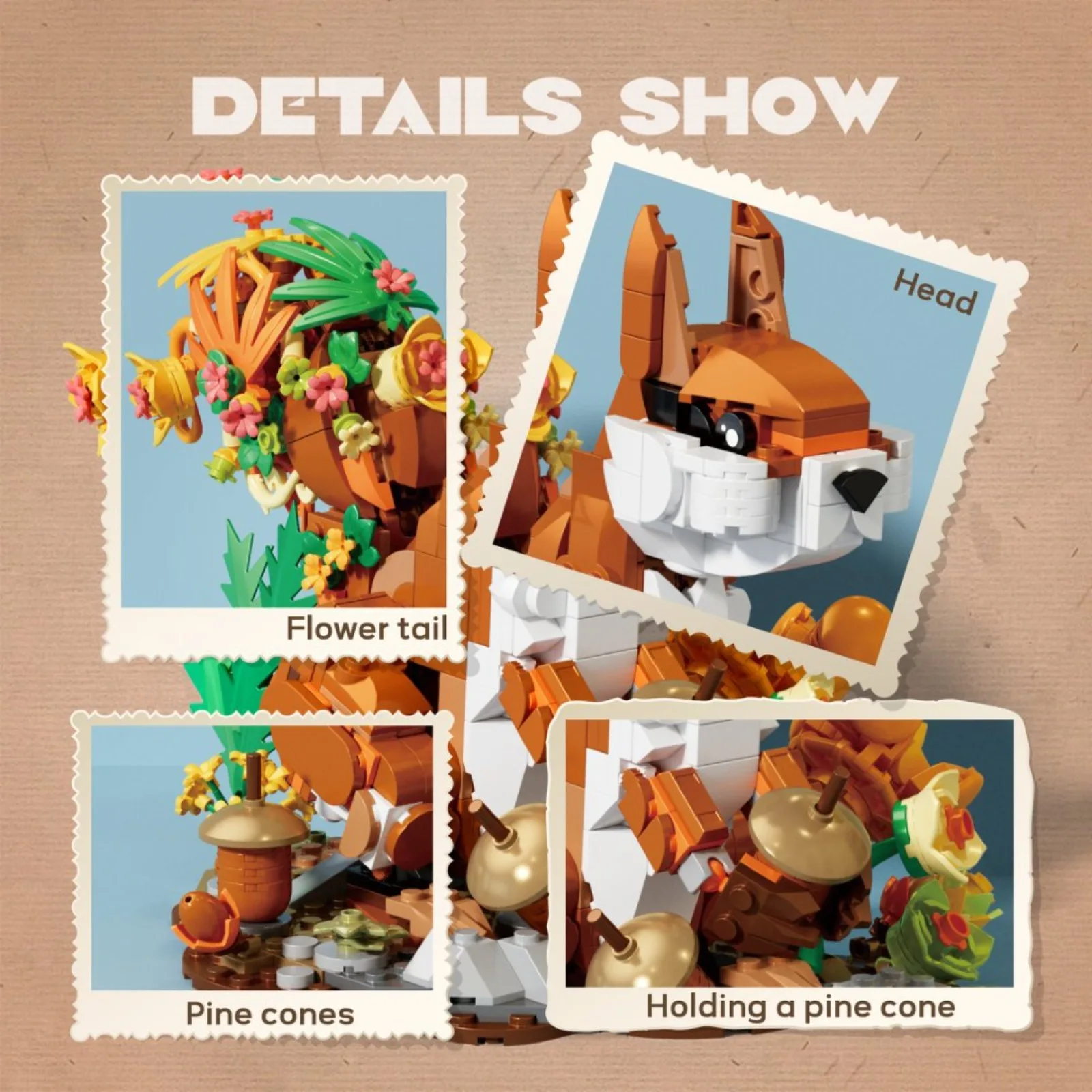 

31107 Flower-tailed Pine Cute Animal Building Block Model Toy New Creative Gift for Boys Girls