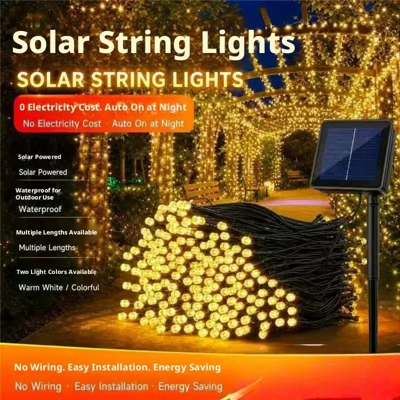 Solar Fairy LED String Lights 8 Modes Waterproof Outdoor Decor Lamps Wedding Garden Festival Patio Backyard Party Ornament