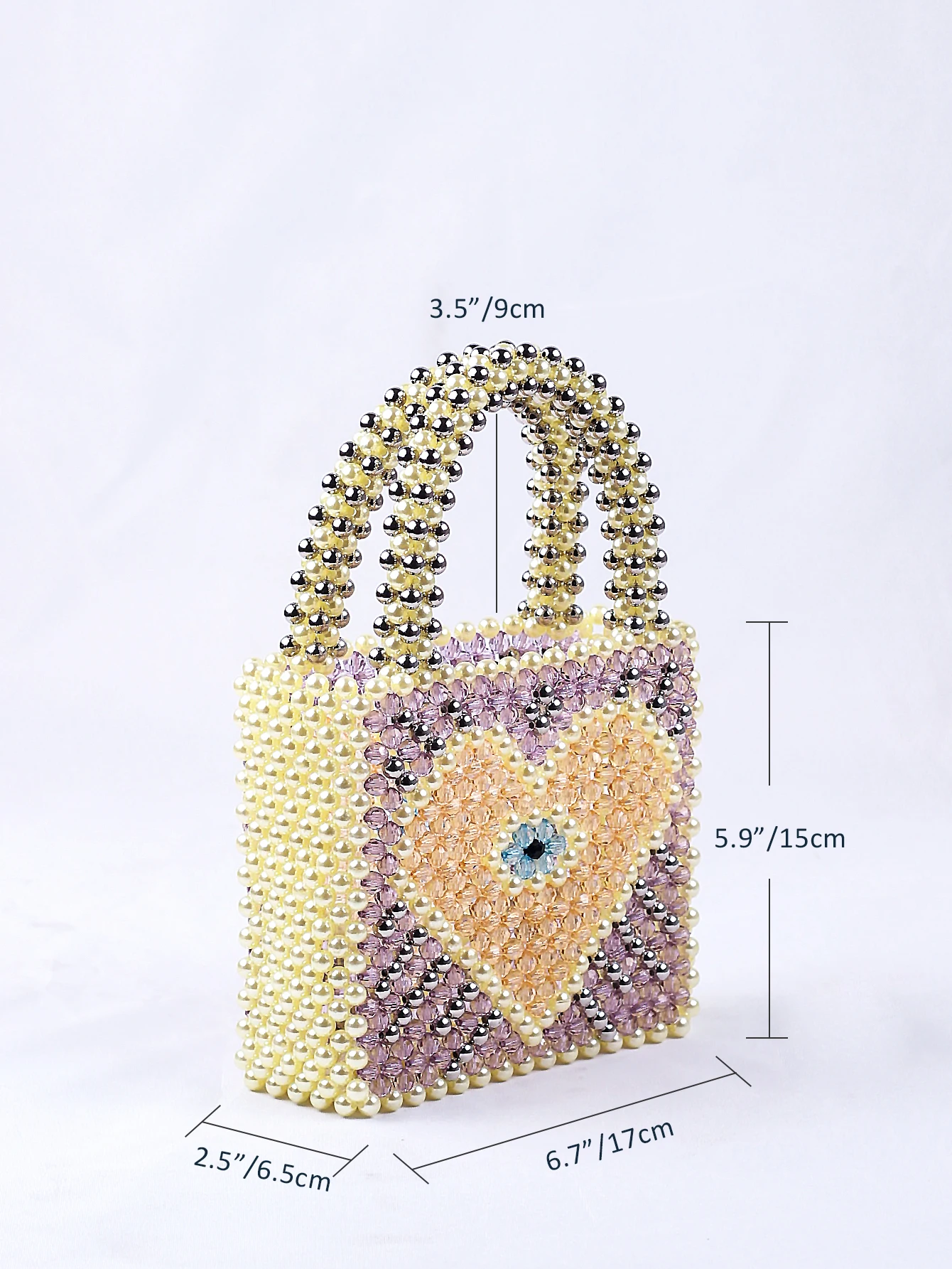 Popular Colorful Love Handbag Weaving Multi color Luxury High Quality Women\'s Pearl Beaded Handbag