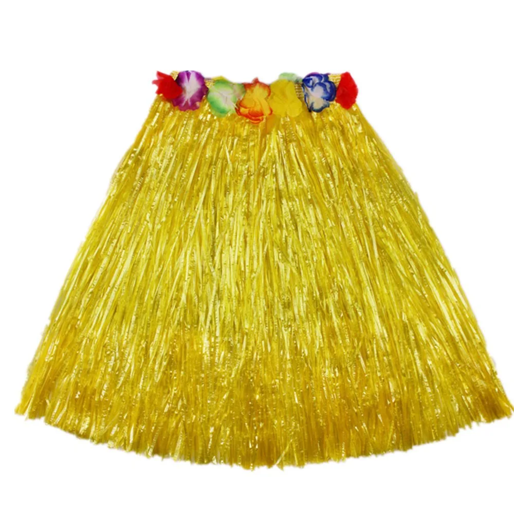5pc/set Garland Headband Bracelet Hawaii Fancy Dress Costume Set Hula Show Grass Skirt 40CM Plastic Fiber Grass Dress Women