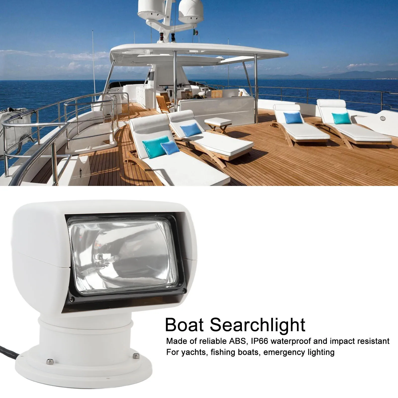 Морской прожектор 100 Вт, вращение на 355, IP66, водонепроницаемый портативный галогенный прожектор с дистанционным управлением для яхт, рыбацких лодок