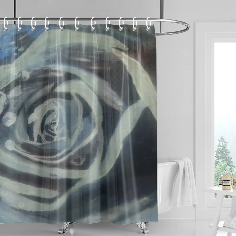 

Занавеска для душа с акварельными розами-пыльные синие растения, украшение для ванной комнаты, спа-ванная комната, водонепроницаемая занавеска для душа с цветочным принтом
