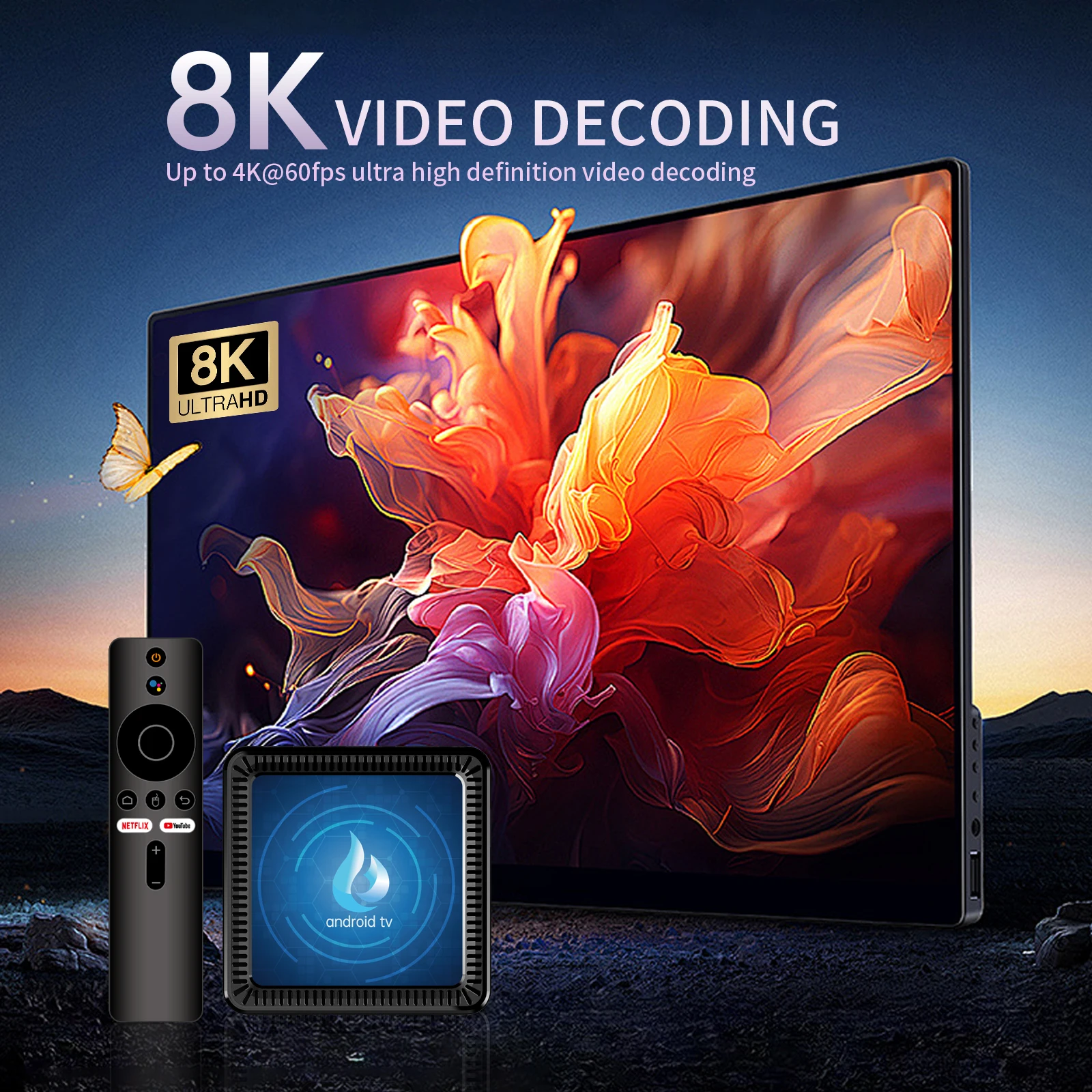 سريع جدًا Q17 Android14 8K Ultra 4K Smart TV Box Allwinner H313 5G Wifi BT5.4 Google Assistant 8GB128GB Android 14 مشغل الوسائط