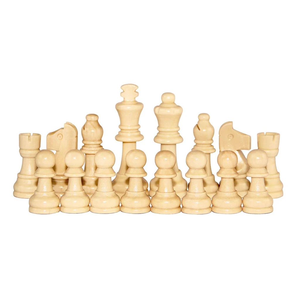 Wooden 32PCS Chess Game Pawns Checkers Standard Tournamen Staunton Figurine Pieces Chess Pieces Only for Chess Board Game