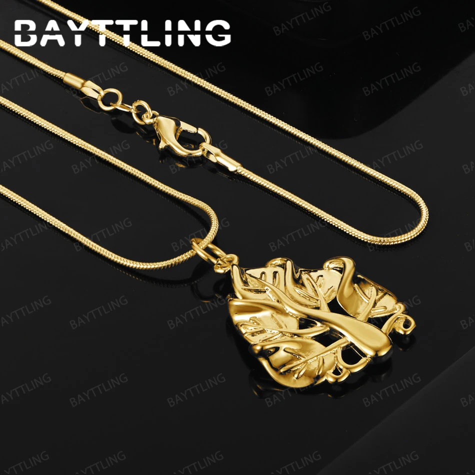 

925 Sterling Silver 18K Gold 16-30 Inch Delicate Tree Pendant Necklace for Women's Fashion Wedding Accessories