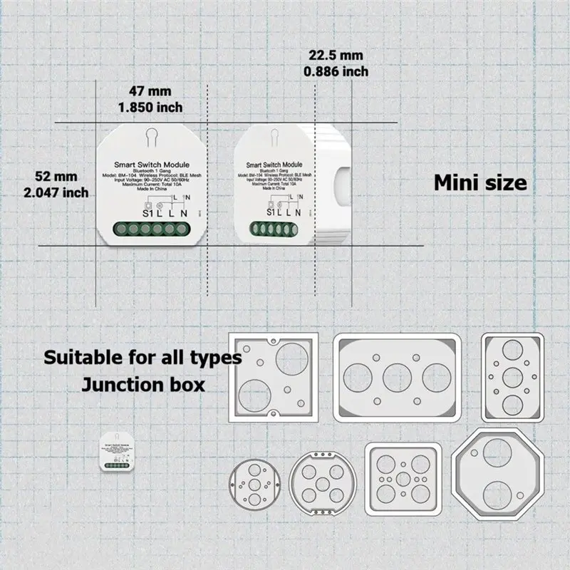 Tuya BLE SIG Mesh 1-Channel Switch Module Tuya BLE SIG Mesh 1-Channel Switch Module For Smart Home Automation