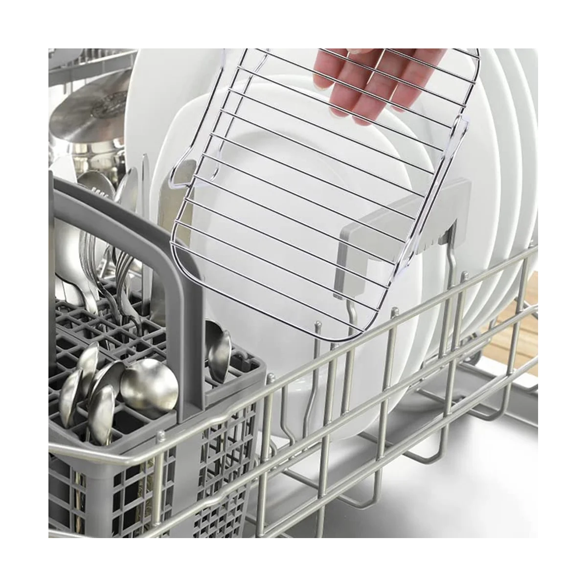 Rack for Ninja Dual , 2-Piece Rack with 4 Skewers, Brush and Clips, for Double Basket Air Fryers image 5