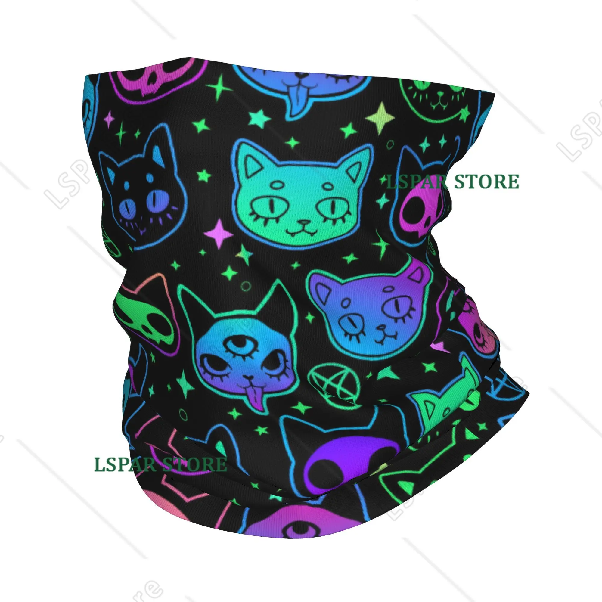 

Colorful Cat Silhouettes Cartoon Black Cats Bandana Neck Cover Printed Face Scarf Warm Face Mask Running for Men Women Adult