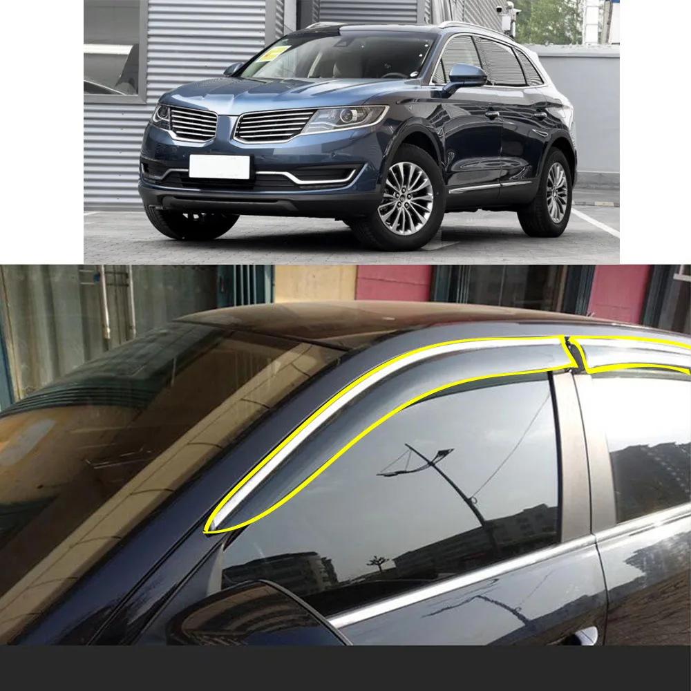 

Car Body Styling Sticker Plastic Window Glass Wind Visor Rain/Sun Guard Vent Parts For LINCOLN MKX 2015 2016 2017 2018 2019