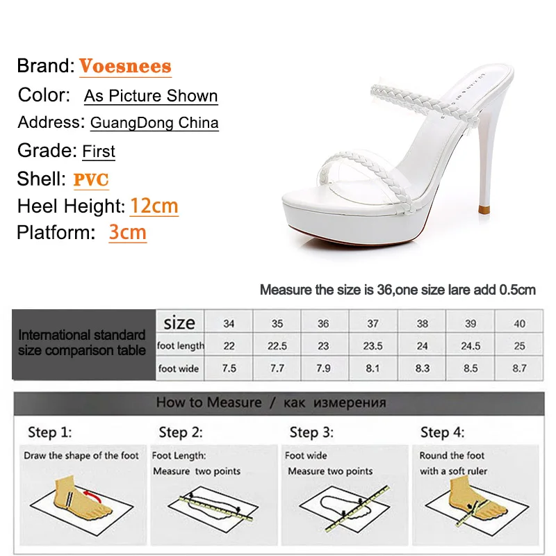 Voesnees 2022 New Weave Slippers Fashion Design Ice Velvet Thin Rope Sandals Summer Slides Transparent High Heels Shoes Women